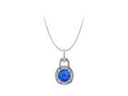 Prong Set Sapphire and CZ Bail Pendant 14K White Gold Prong Set Sapphire and CZ Bail Pendant 14K White Gold
