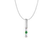 Emerald CZ 3 Stone Vertical Bar Pendant in 925 Silver Emerald CZ 3 Stone Vertical Bar Pendant in 925 Silver