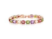 Fancy Multi Color Oval Gemstones Bracelet in Rose Hue