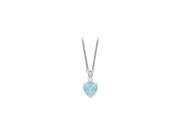 Heart Shaped Created Aquamarine and Cubic Zirconia Pendant Necklace in Sterling Silver.1.02ct.tw