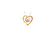 September Birthstone Pink Sapphire Heart Pendant Necklace in 14kt Yellow Gold 0.10 CT TGW