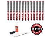 Golf Pride New Decade MCC Platinum Red 13pc Grip Kit with tape solvent vise clamp