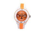Woman Silicone Quartz Calendar Date White and Multicolor Orange Dial Watch