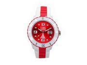 Woman Silicone Quartz Calendar Date White and Multicolor Red Dial Watch