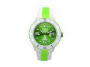 Woman Silicone Quartz Calendar Date White and Multicolor Green Dial Watch
