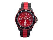 Woman Silicone Quartz Calendar Date Black and Multicolor Red Dial Watch