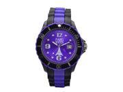 Men Silicone Quartz Calendar Date Black and Multicolor Purple Dial Watch