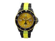 Men Silicone Quartz Calendar Date Black and Multicolor Yellow Dial Watch