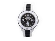 Silicone White and Black Dial Quartz Calendar Date Watch For Kids Unisex