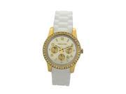 18K Yellow Gold over Stainless Steel White Silicone 1 Carat Round White Manmade Diamond Watch for Kids Unisex