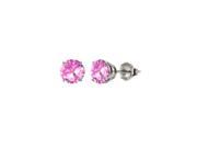 Platinum Over Sterling Silver 3 Carat Round Pink Cubic Zirconia Earrings