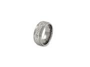 Tungsten And Titanium Celtic Lasered Step Edges Band For Unisex