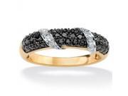 1 Carat Genuine Black and White Diamond 14k Yellow Gold Plating over Sterling Silver Promise Ring