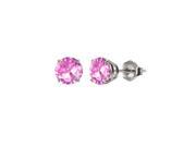 14K White Gold Round Cut VS1 Pink 1 Carat Cubic Zirconia Stud Earrings