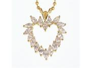 14K Yellow Gold over Sterling Silver 3 CT Manmade Diamond Heart Love Necklace