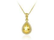 2 3 4 Carat Citrine and Diamond 14k Yellow Gold Plating over Sterling Silver Necklace