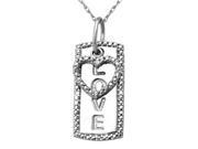 1 4 Carat Genuine Diamond Love Dog Tag Necklace Sterling Silver