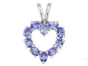 2 Carat Genuine Tanzanite Oval Heart Sterling Silver Necklace with 18 inch Chain