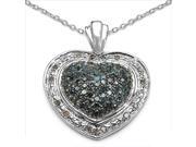 2 Carat Blue Genuine Diamond Sterling Silver Necklace