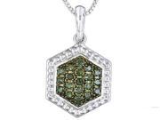 Sterling Silver 1 3 Carat Yellow Green Genuine Diamond Fashion Necklace with 18 inch chain H I I1 I2