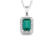 1 Carat Genuine Emerald and Diamond Sterling Silver Necklace