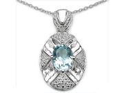 5 Carat Genuine Blue Topaz Diamond Sterling Silver Necklace