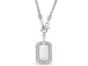 Diamond Accent Initial Dog Tag Toggle Pendant in Sterling Silver