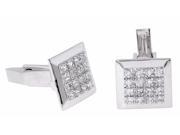 Sterling Silver Plated CZ Cuff Links