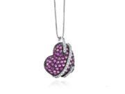 1 Carat Pink Ruby and Diamond Heart 18IN Box Chain Necklace in Sterling Silver
