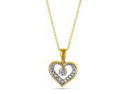 10K Yellow Gold 1 4 Carat Genuine Diamond Heart Necklace