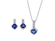 2 Carat Genuine White Sapphire and Tanzanite Sterling Silver Necklace and Earrings Set