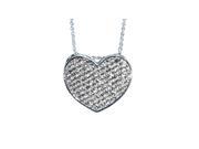 Sterling Silver Cubic Zirconia Heart Pendant Puffed