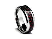 Tungsten Black Red Carbon Fiber Wedding Ring
