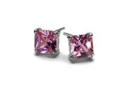 14k White Gold 1/4 Ct Princess Pink Cubic Zirconia Stud Earrings 14k White Gold 1/4 Ct Princess Pink Cubic Zirconia Stud Earrings