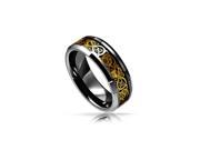 Tungsten and Titanium Rings Celtic Gold Inlay Comfort Fit Wedding