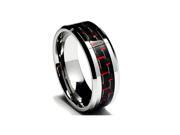 Tungsten and Titanium Rings Black Red Carbon Fiber Wedding