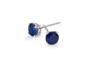 10k White Gold Over Sterling Silver 2 Ct Round Blue Sapphire Cz Stud Earrings
