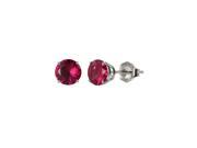 Sterling Silver 3 Ct Round Cut Ruby Cubic Zirconia Stud Earrings