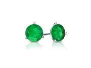 Sterling Silver 4 Carat Emerald Cubic Zirconia Round Stud Earrings