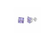10k White Gold Over Sterling Silver 1 4 Ct Princess Alexandrite Cz Stud Earrings