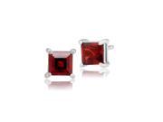 10k White Gold Over Sterling Silver 1 Ct Princess Garnet Cz Stud Earrings 10k White Gold Over Sterling Silver 1 Ct Princess Garnet Cz Stud Earrings