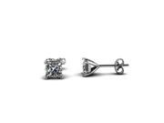 10k White Gold Over Sterling Silver 4 Ct Princess White Cz Stud Earrings