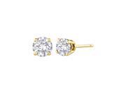 14K Yellow Gold Over Sterling Silver 1 2 Carat Round White Cz Stud Earrings