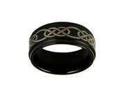 Tungsten Celtic Lasered High Polished Black Unisex Ring