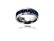 Tungsten Blue Carbon Fiber Inlay Band Wedding Designed In France
