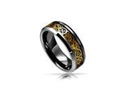 8mm Tungsten Celtic Gold Inlay Comfort Fit Wedding Band