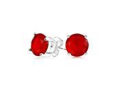 14k White Gold 3 Carat Round Ruby Cubic Zirconia Stud Earrings