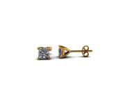 18K Yellow Gold Over Silver 1 4 Ct Princess White Sapphire Stud Earrings