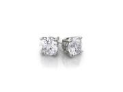 Kids Girls 18K White Gold Over Silver 1 Ct Round White Cz Stud Earrings