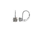 18k White Gold Over Silver 4 Ct Round White Cz Leverback Earrings